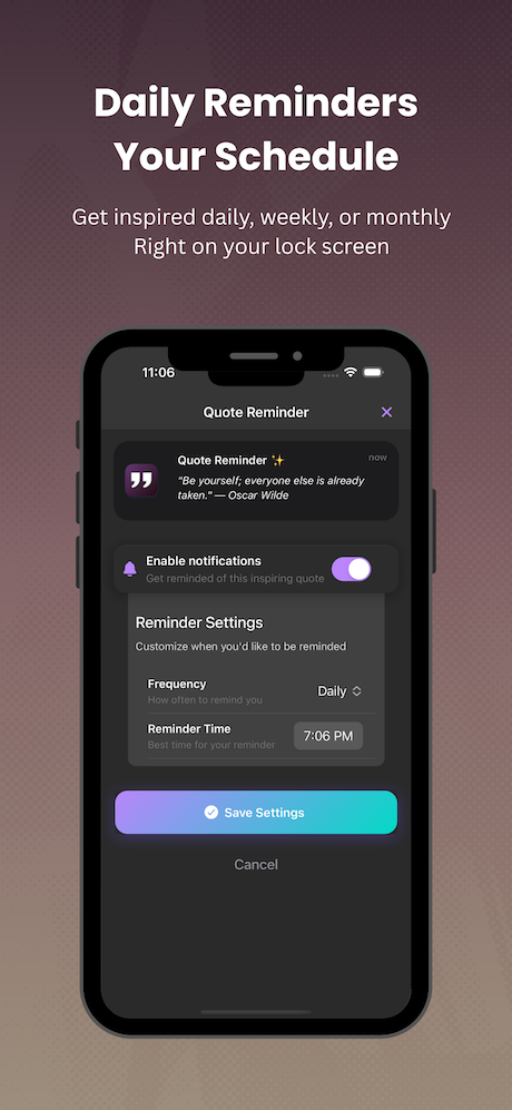 Custom reminder settings for individual quotes with flexible scheduling